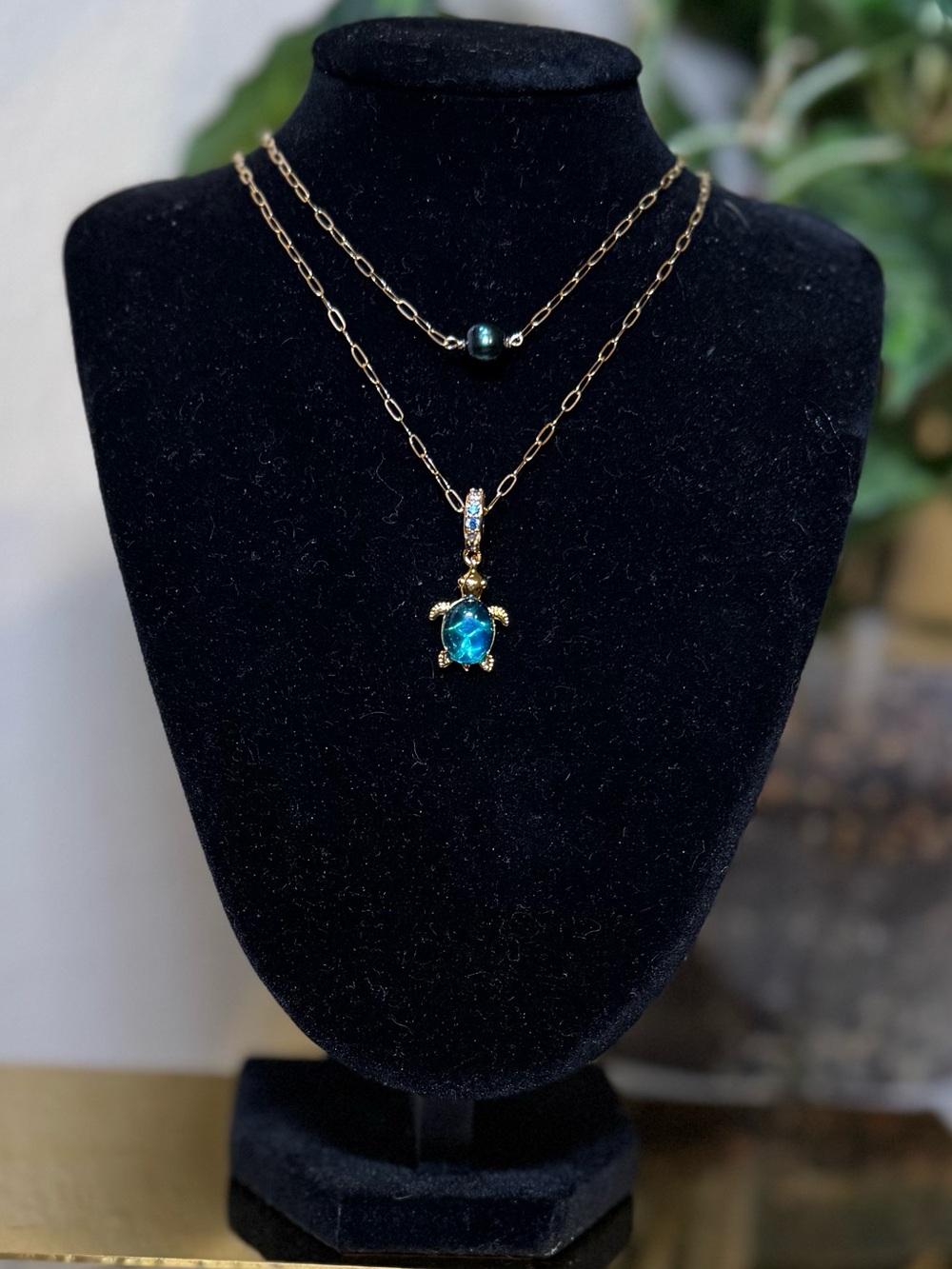 18K Gold Filled Turtle Pendant, with Real Saltwater Pearl- ‼️HANDMADE‼️
